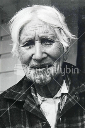 old people tattoos. An elderly Maori woman with