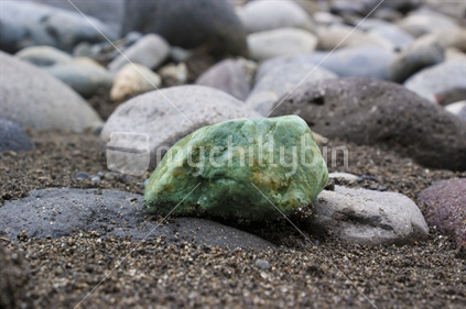 Natural greenstone found on the shores of the Tongariro river